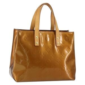 LOUIS VUITTON Monogram Vernis Reade PM Hand Bag Bronze M91146 LV Auth BA8338